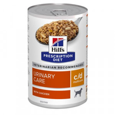 Hill's Prescription Diet C/D Multicare Urinary Care nat hondenvoer met kip blik 4 trays (48 x 370 g) - natvoer honden