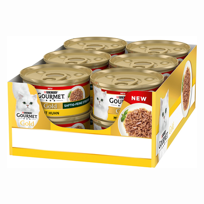 Voordeelpakket Gourmet Gold Sappige Fijne Reepjes 24 x 85 g - Kip - natvoer katten