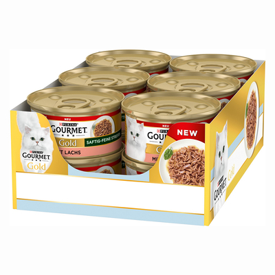 Voordeelpakket Gourmet Gold Sappige Fijne Reepjes 24 x 85 g - Zalm - natvoer katten