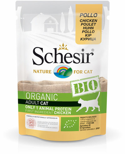 Schesir Kat Bio Maaltijdzakjes Paté 85 g - Kattenvoer - Kip - natvoer katten