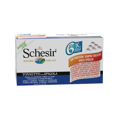 Schesir Kat Mp Blik Gelei 6x50 g - Kattenvoer - Tonijn&Baars - natvoer katten