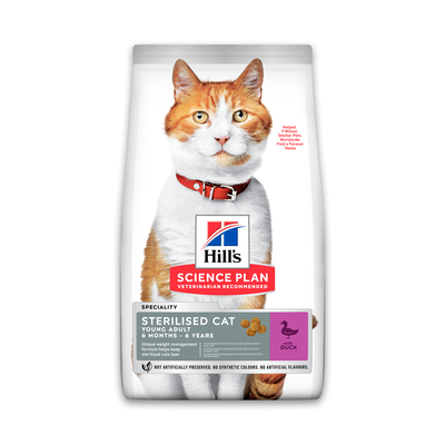 Hill's Feline Young Adult Sterilised Cat Eend - Kattenvoer - 7 kg - kattenbrokken
