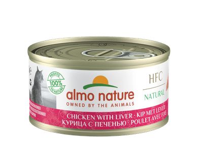 Almo Nature Hfc Cat Natural Blik 70 g - Kattenvoer - Kip&Lever - natvoer katten