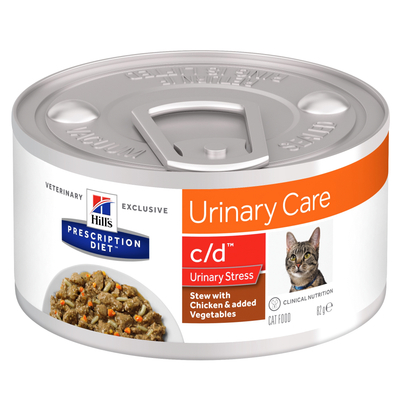 Hill's Prescription Diet C/D Urinary Stress Urinary Care Stoofpotje Blik - Kattenvoer - Kip Groente 82 g - kattenbrokken