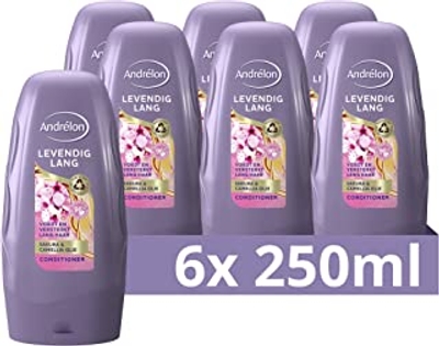 Andrélon Levendig Lang Conditioner, voedt en versterkt lang haar - 6 x 250 ml - Voordeelverpakking