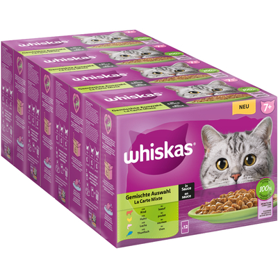 Whiskas Senior Maaltijdzakjes 48 x 85 g Kattenvoer - 7+ Gemengde selectie in saus - natvoer katten