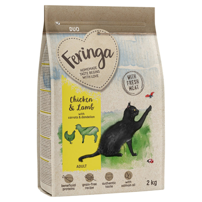 Feringa Adult Duo Kip met Lam - Voordeelpakket: 10 kg (5 x 2 kg) - kattenbrokken