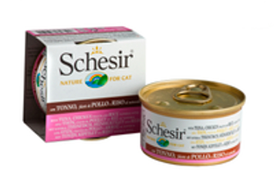 Schesir Kat Blik Gekookte Vis 85 g - Kattenvoer - Tonijn&Kip&Rijst - natvoer katten