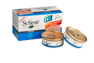 Schesir Kat Mp Blik Gekookt 6x50 g - Kattenvoer - Tonijn&Naturel - natvoer katten