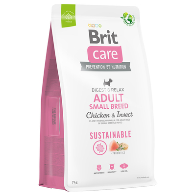 Dubbelpak: 2x7kg Brit Care Dog Sustainable Adult Small Breed Kip & Insecten Droog hondenvoer - hondenbrokken