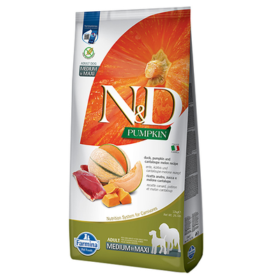 Farmina N&D Medium/Maxi Pompoen, Eend & Cantaloupe Meloen 12kg - hondenbrokken