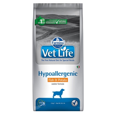 Dubbelpak: 2x12kg Farmina Vet Life Dog Hypoallergenic Vis & Aardappel Droogvoer voor honden - hondenbrokken