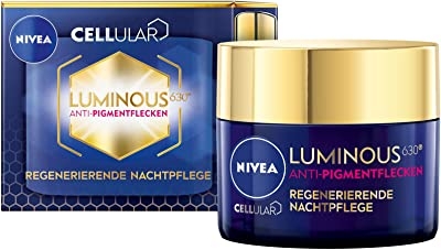 NIVEA Cellular Luminous 630 Anti-pigmentvlekken, nachtverzorging 50 ml, gezichtscrème voor 's nachts bij pigment- en ouderdomsvlekken, regenererende nachtcrème met hyaluron