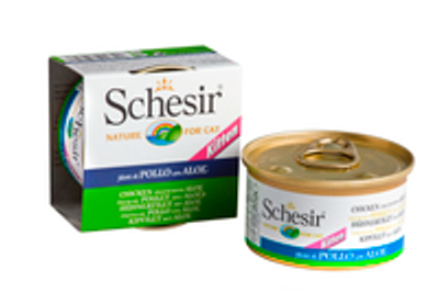 Schesir Kat Blik Kitten Gelei 85 g - Kattenvoer - Kip&Aloë Vera - natvoer katten