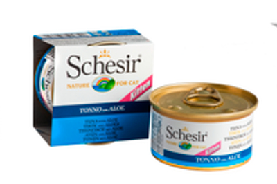 Schesir Kat Blik Kitten Gelei 85 g - Kattenvoer - Tonijn&Aloë Vera - natvoer katten
