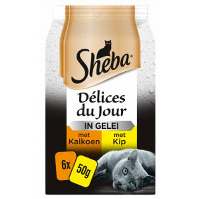 Sheba Délices du Jour met kip/kalkoen in gelei kattenvoer (6 x 50 g) 6 x 50 g - kattenbrokken