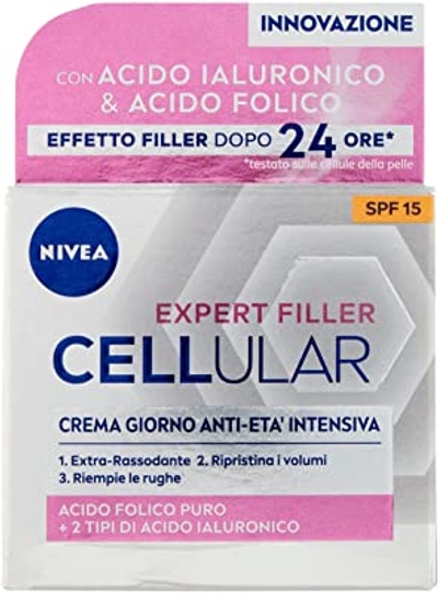 NIVEA Cellular Filler Extra verstevigende dagcrème, anti-leeftijd SPF 15, 50 ml, verstevigende en verstevigende gezichtscrème, anti-rimpelcrème met hyaluronzuur en collageenbooster