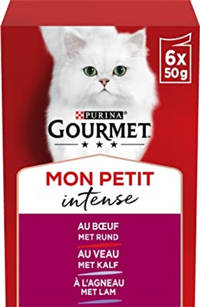 GOURMET Mon Petit met Rund, Lam, Kalf Kattenvoer nat 6 x 50g 48 Portiezakje; 2,4kg - natvoer katten