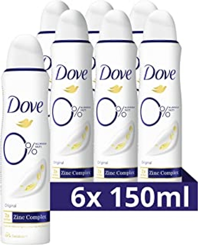 Dove 0% Aluminiumzouten Original Deodorant Spray 48 uur bescherming - 6 x 150 ml