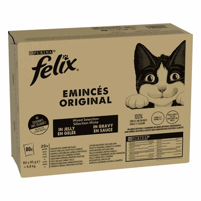Voordeelpakket: 80x85g Felix Classic Pouches Vis & Vlees Mix nat kattenvoer - natvoer katten