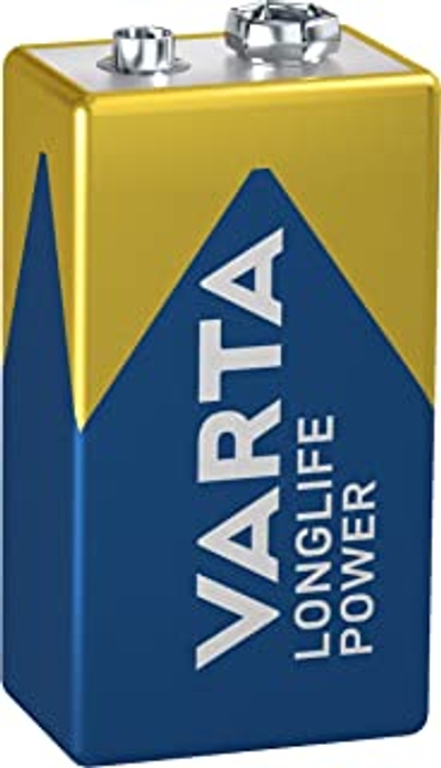 Varta Longlife Power 9V Block batterij 6LR61 verpakt per 1 stuks Alkaline E-Block Batterijen - ideaal voor brandmelder rookmelder stemapparaat, blauw, zilver