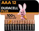 Duracell Plus AAA Alkaline batterijen (LR03 MN2400) - 12 stuks