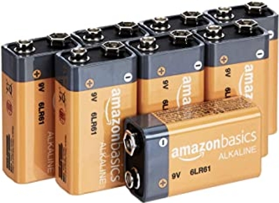 Amazon Basics 8-pack 9 volt alkalinebatterijen voor alle doeleinden, 5 jaar houdbaar, verpakking kan variëren