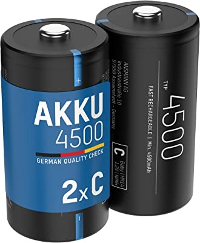 ANSMANN 4.500 mAh NiMH 1,2 V oplaadbare baby C-batterijen - 2 stuks