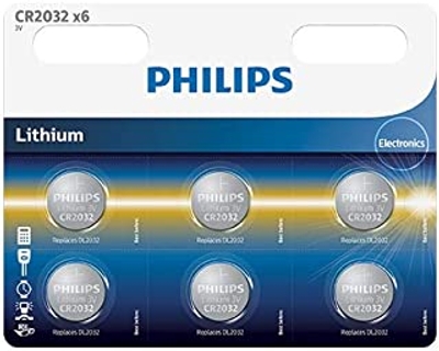 PHILIPS lithium knoopcellen CR2032, DL2032, 3,0 V, 210 mAh - 6 stuks