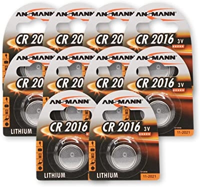 ANSMANN CR2016 Lithium Knoopcellen Set 3V batterij voor autosleutels, TAN-generator, enz. Knoopbatterijen verpakking van 10 stuks