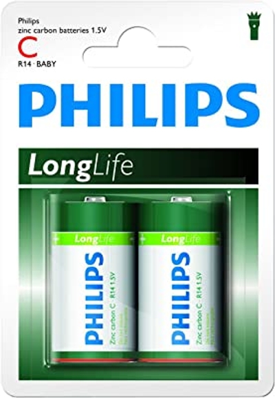 Philips C-Batterijen - R14L2B - Batterij Pack van 2 - Zinkchloride Technologie - 3 Jaar Houdbaarheid - 1.5V