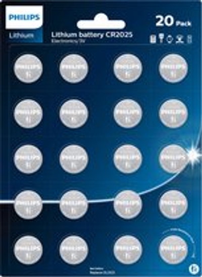 Philips CR2025 lithium knoopcelbatterijen - 20 stuks