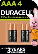 Duracell oplaadbare AAA 750mAh batterijen - 4 stuks