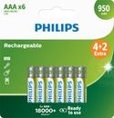 Philips AAA oplaadbare batterij 950 mAh - 6 stuks