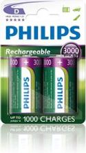 Philips MultiLife 1.2V D / HR20 3000mAh NiMh oplaadbare batterij - 2 stuks