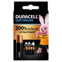 Duracell Optimum Alkaline AA-batterijen, 1,5V LR06 MX1500, 4 stuks batterijen