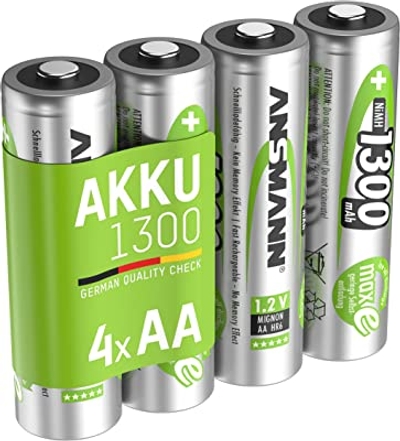 Ansmann oplaadbare AA batterijen 1300mAh NiMH - 4 stuks