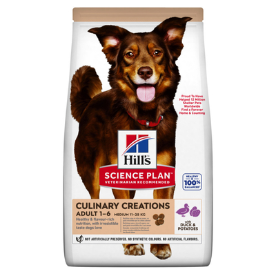 Hill's Science Plan Adult Culinary Creations Medium Eend & Aardappel - Dubbelpak: 2 x 14 kg - hondenbrokken