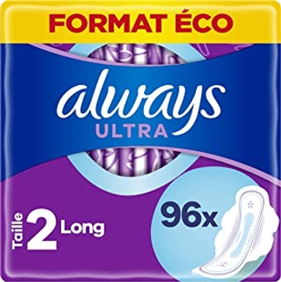 Always Ultra Binden dames maat 2, lang, 96 maandverband met vleugels 3 x 32 stuks multipack, ultradun en super absorberend