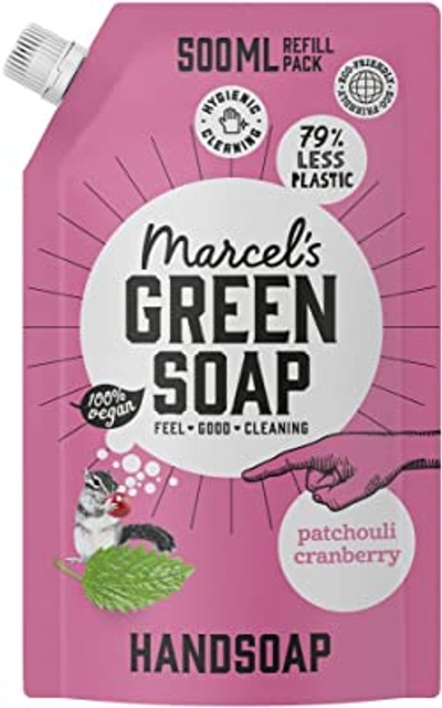 Marcel's Green Soap Handzeep Patchouli & Cranberry Navul Stazak - 500 ml 