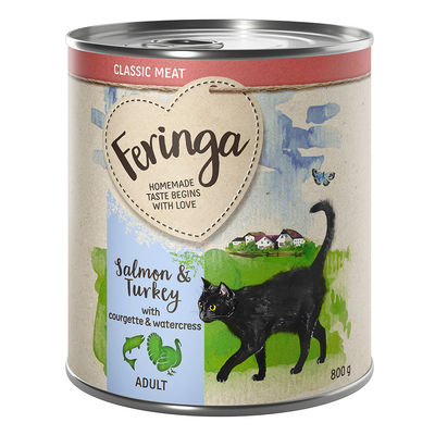 Voordeelpakket Feringa Menu Duo-Soorten 12 x 800 g Kattenvoer - Zalm & Kalkoen - natvoer katten