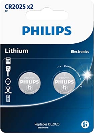 PHILIPS CR2025P2/01B - lithium batterijen knoopcel - 2 stuks