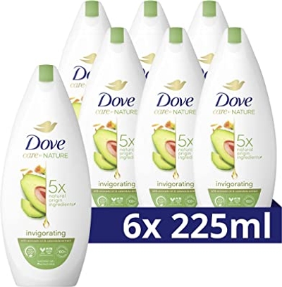 Dove Care by Nature Invigorating Verzorgende Douchegel, met avocado-olie en goudsbloemextract - 6 x 225 ml - Voordeelverpakking