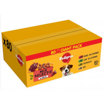 Pedigree Adult Selection in gelei multipack natvoer hond (100 g) 1 verpakking (80 x 100 g) - natvoer honden