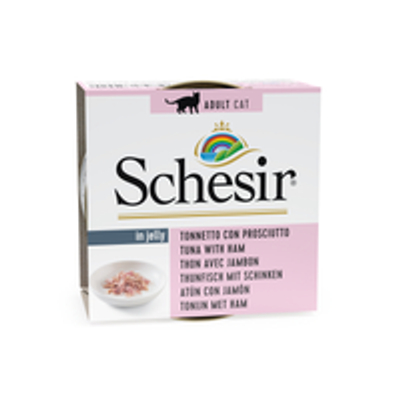 Schesir Kat Blik Gelei Vis 85 g - Kattenvoer - Tonijn&Ham - natvoer katten