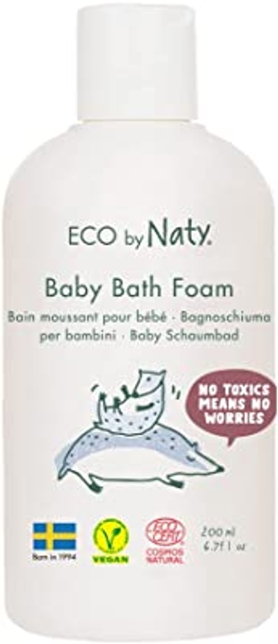 Eco by Naty Babybadschuim, ecologische plantaardige ingrediënten met 0% parfum, hypoallergeen en dermatologisch getest, 200 ml fles