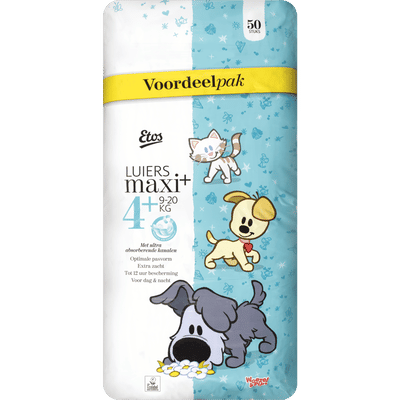 Etos Woezel & Pip  luiers maat 4 plus - 50 stuks