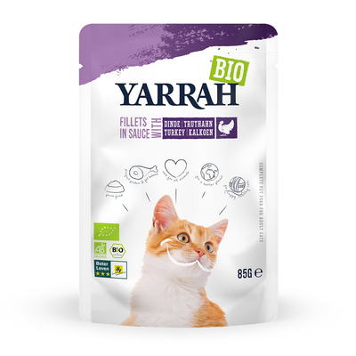 Voordeelpakket Yarrah Bio Filets in Saus 28 x 85 g Kattenvoer - met Kalkoen - natvoer katten