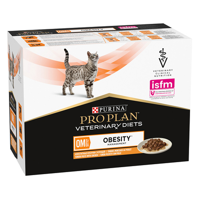 Purina Pro Plan Veterinary Diets Feline OM ST/OX Obesity Management Kip - 10 x 85 g - natvoer katten
