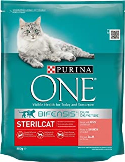 Purina ONE BIFENSIS Sterilcat Droogvoer voor katten, rijk aan zalm en tarwe, gezonde stofwisseling, 8 x 800 gram - kattenbrokken